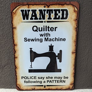 Novelty Quilting Sewing Machine Aluminum 8X12 Sign, Craft Room Metal Wall Decor