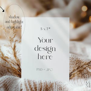 Boho Card Mockup, 5x7" cartão mockup, Blank Greeting Card Template, Wedding stationery mockup, Cartão mockup, PSD, JPG