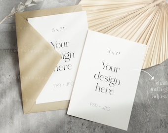 5x7 Card Mockup, Boho Stationery, PSD JPG (Digital File)