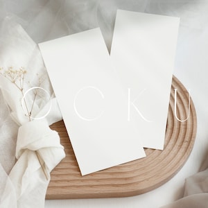 10x23cm Minimales Hochzeitsprogramm Mockup, Modernes stationäres Hochzeitsprogramm, doppelseitiges Menü-Menü, einfaches neutrales Hochzeitsprogramm-Mockup