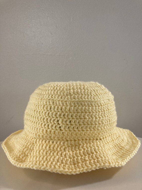 Yellow Knitted Bucket Hat Etsy