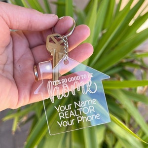 Realtor Keychain, Acrylic Keychain for Real Estate Client, Closing Day keychain, Realtor Marketing, Branded keychain, house shaped keychain