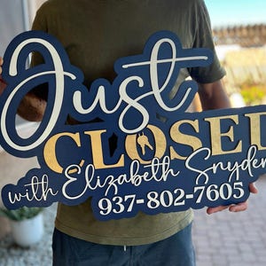 Closing Day Photo Prop Realtor Gift Wooden Sign Social Media Marketing Real Estate Professional Tool Key Ceremony Celebration Sold Home Announcement Custom Personalized Text Client Appreciation Agent Branding Instagram Content Creation