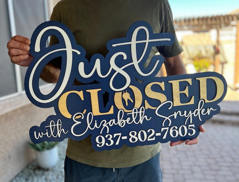 Closing Day Photo Prop Realtor Gift Wooden Sign Social Media Marketing Real Estate Professional Tool Key Ceremony Celebration Sold Home Announcement Custom Personalized Text Client Appreciation Agent Branding Instagram Content Creation