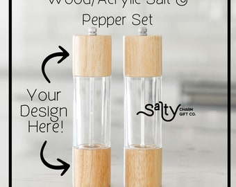 Personalized Salt and Pepper Grinders, Wood and Acrylic Salt and Pepper Mills, Closing Gift for Buyers, New Home Gift, Realtor Closing Gift