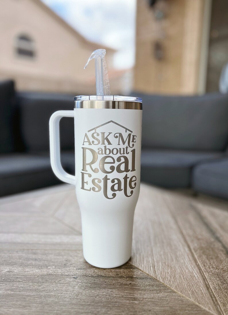 Large 40 Oz Tumbler With Handle Real Estate Tumbler Gift for Etsy
