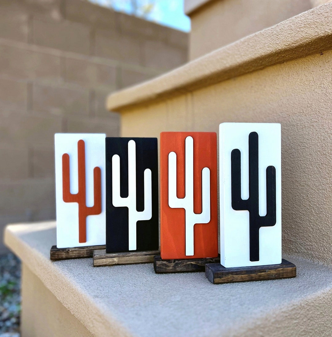 Wood Cactus Sign, Southwest Bohemian Wall Decor, Arizona Cactus Decor ...