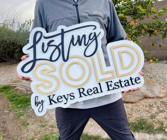 Listing Sold Photo Prop and Sign For Realtors Social Media Prop for Realtors Closing Day Photo Props  Realtor Listing Marketing Sign