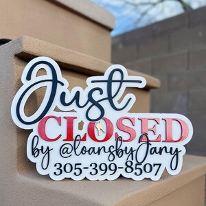 Real Estate Photo Prop Wooden Sign Closing Day Celebration Realtor Marketing Tool Social Media Content Sold Home Announcement Key Ceremony Custom Personalized Gift Professional Branding Agent Success Client Appreciation Handcrafted