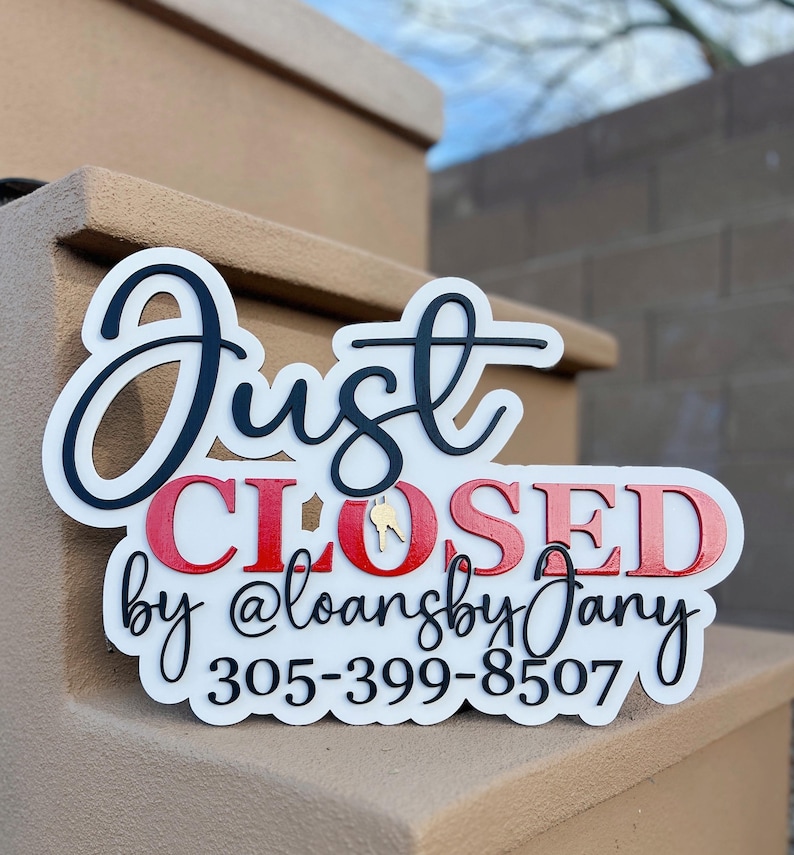 Real Estate Photo Prop Wooden Sign Closing Day Celebration Realtor Marketing Tool Social Media Content Sold Home Announcement Key Ceremony Custom Personalized Gift Professional Branding Agent Success Client Appreciation Handcrafted