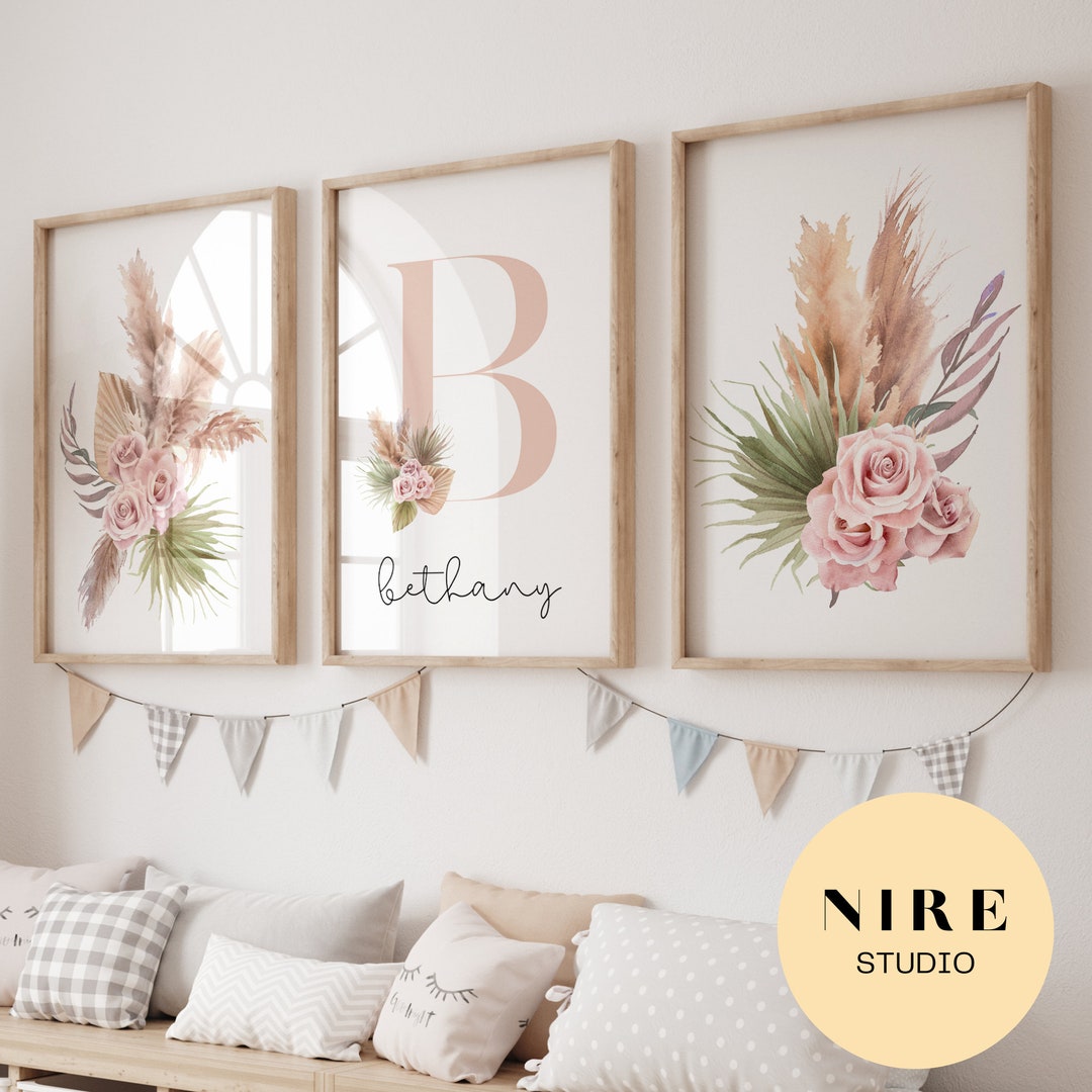 Custom Floral Initial Print, Custom Wildflower Prints, Personalized