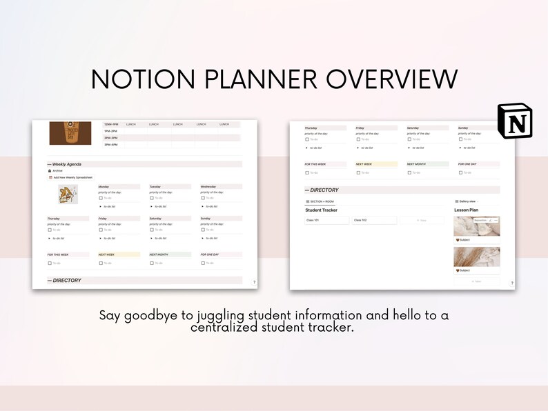Teacher Notion Planner Teacher Notion Template Lesson Etsy