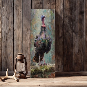 Rustieke canvasdruk Turkije Gobbler, kunst aan de muur in boerderijstijl, mannelijk Thanksgiving-cadeau voor buitenmens