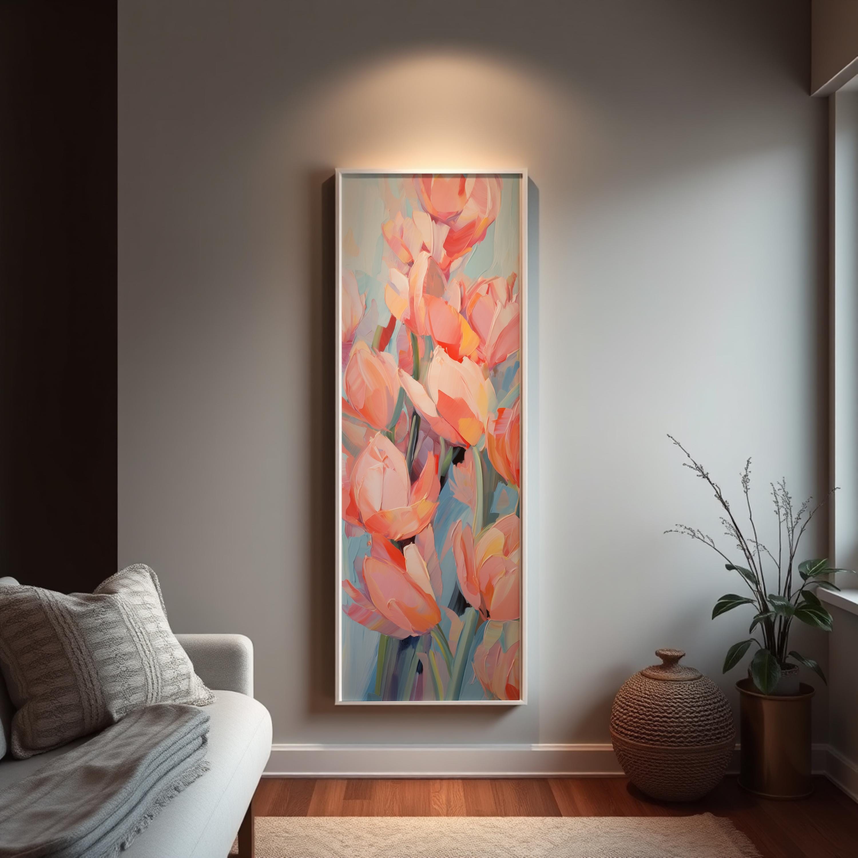Farmhouse Tulip Canvas Print: Long Vertical Floral Wall Art - Etsy