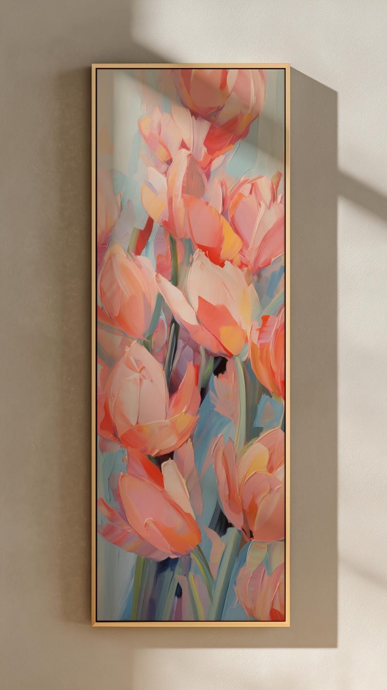 Farmhouse Tulip Canvas Print: Long Vertical Floral Wall Art - Etsy