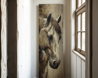 Vertical Horse Canvas Print: Moody Equestrian Wall Art, Farmhouse Decor