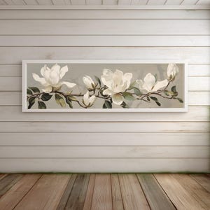 Magnolia Botanical, Décoration murale florale, Impression aux tons neutres