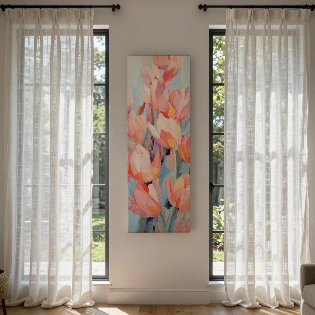 Farmhouse Tulip Canvas Print: Long Vertical Floral Wall Art - Etsy