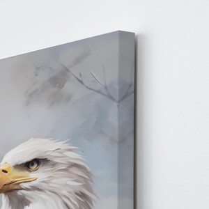 Patriotic Bald Eagle Wall Art, Tall Narrow Canvas for Office Decor, American Wildlife Painting image 9