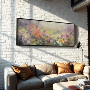 Soft Wildflower Panoramic Wall Art Horizontal Ready to Hang Decor