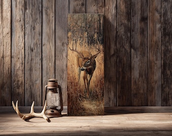 Whitetail Buck Canvas Print – Rustic Cabin, Hunter Gift