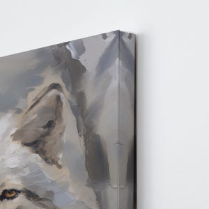 Moody Wolf Painting, Cabin Wall Art Canvas, Rustic Lodge Decor, Earthy Woodland Animal Print, Spirit Animal Gift for Him image 7