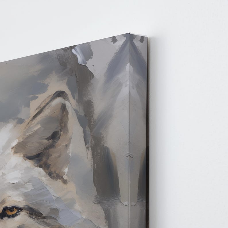 Moody Wolf Painting, Cabin Wall Art Canvas, Rustic Lodge Decor, Earthy Woodland Animal Print, Spirit Animal Gift for Him image 7