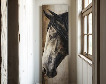 Vertical Horse Canvas Print: Moody Equestrian Wall Art, Farmhouse Decor