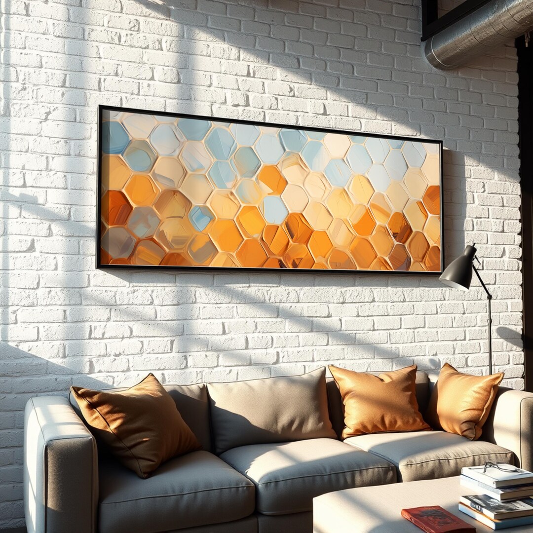 Geometric Wall Art Honeycomb Horizontal Ready to Hang Decor - Etsy