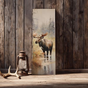 Canvas muurkunst eland, ingelijst rustiek lodge decor, wildlife schilderij