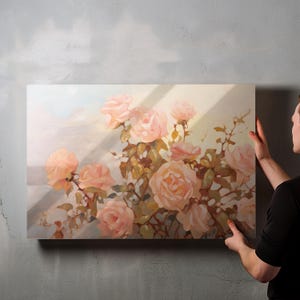 Rose Bush Landscape Wall Art, Oversized Wall Art, Extra Large Wall Art, Large Scale Art