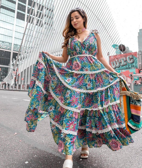 Presenting new designer printed anarkali gown