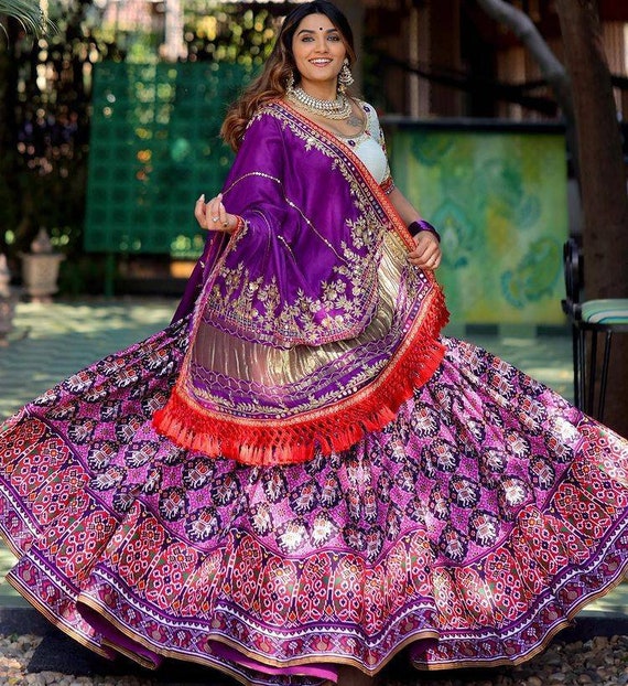 Printed Lehenga Choli in Heavy Butter Silk -  Canada