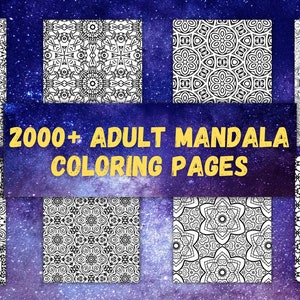 2000 Adult Mandala Coloring Pages + Bonus -  V1 & V2 Combined | Coloring pages digital