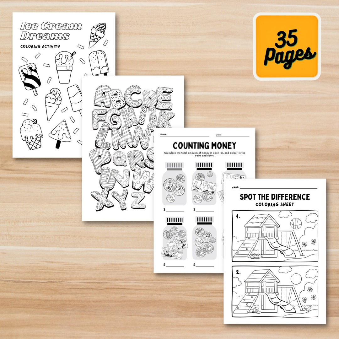 35 Kids Coloring Activity Pages - Etsy