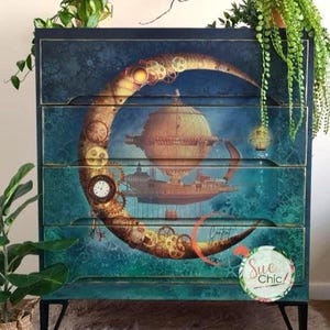 Steampunk Crescent Moonflight Luxe Decoupage Paper