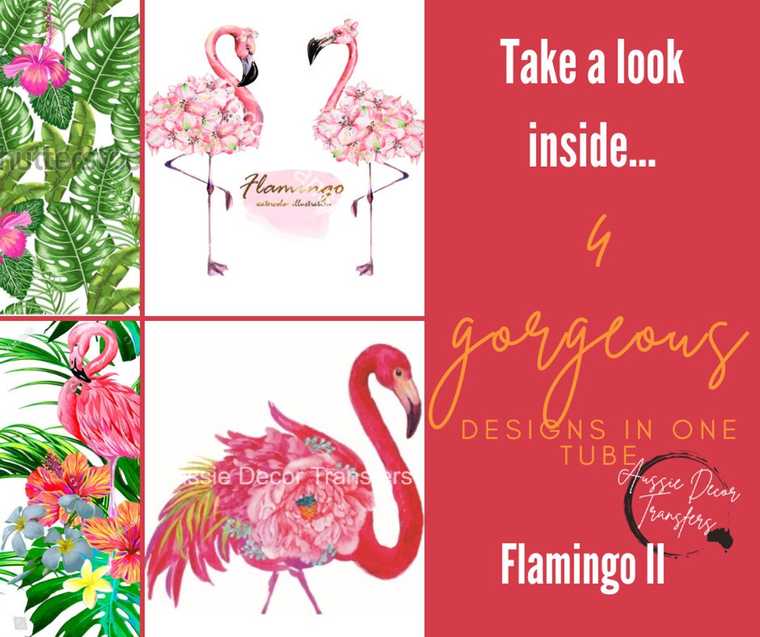 Flamingos II Rub on Transfer Furniture & Craft Decals Etsy Australia