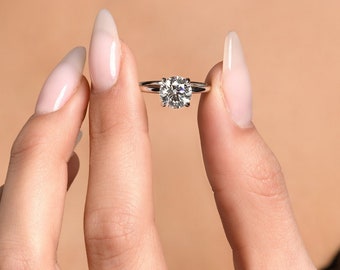 Round Solitaire Engagement Ring, 0.90 CT Round Brilliant Cut Lab Grown Diamond Ring, Solitaire Ring, CVD Diamond Ring, Anniversary Gift