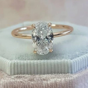 Lab Grown 2.0Ct Oval Diamond 14k yellow Gold Wedding Ring-bridal Oval Engagement Ring-Solitaire Thank you Gift For Women Anniversary Ring