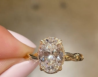 Oval Diamond Engagement Ring Twist Gold Lab Grown Diamond Ring Infinity Diamond Ring Bridal Women Ring Anniversary Gift, Birthday Gifts
