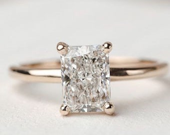 Strahlender Schliff Labor Diamant Verlobungsring Trauring Goldring Strahlender Schliff Solitärring 1.50ct Strahlender Solitär Ehering Goldring