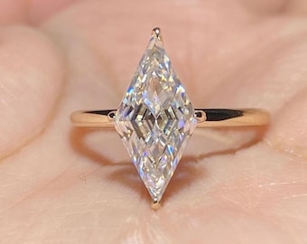2 Ct lab grown lozenge Diamond Engagement Ring-14K yellow Gold lozenge Diamond Wedding Ring-vintage Diamond bridal Anniversary Ring-