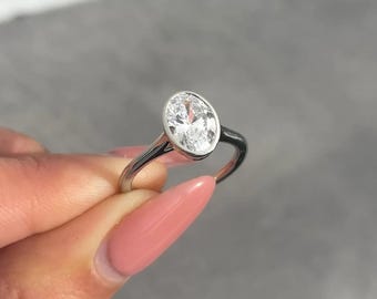 Anel de casamento solitário com diamante de laboratório de 1,25 quilates com lapidação oval, anel de noivado, ouro amarelo 18k, anel de noivado exclusivo, presente de aniversário.