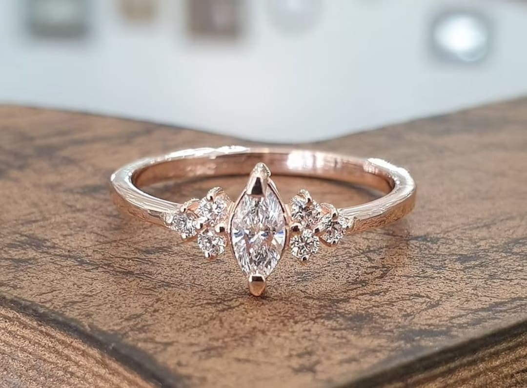 Vintage Style Inspired Engagement Ring, 1.50CT Marquise Cut Lab Grown ...