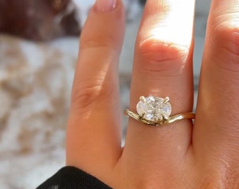 Oval Diamond Engagement Ring, 2 CT Oval Lab Grown Diamond Ring, Solitaire Ring, White/Yellow/Rose Gold Ring, Lab Diamond Ring for Her