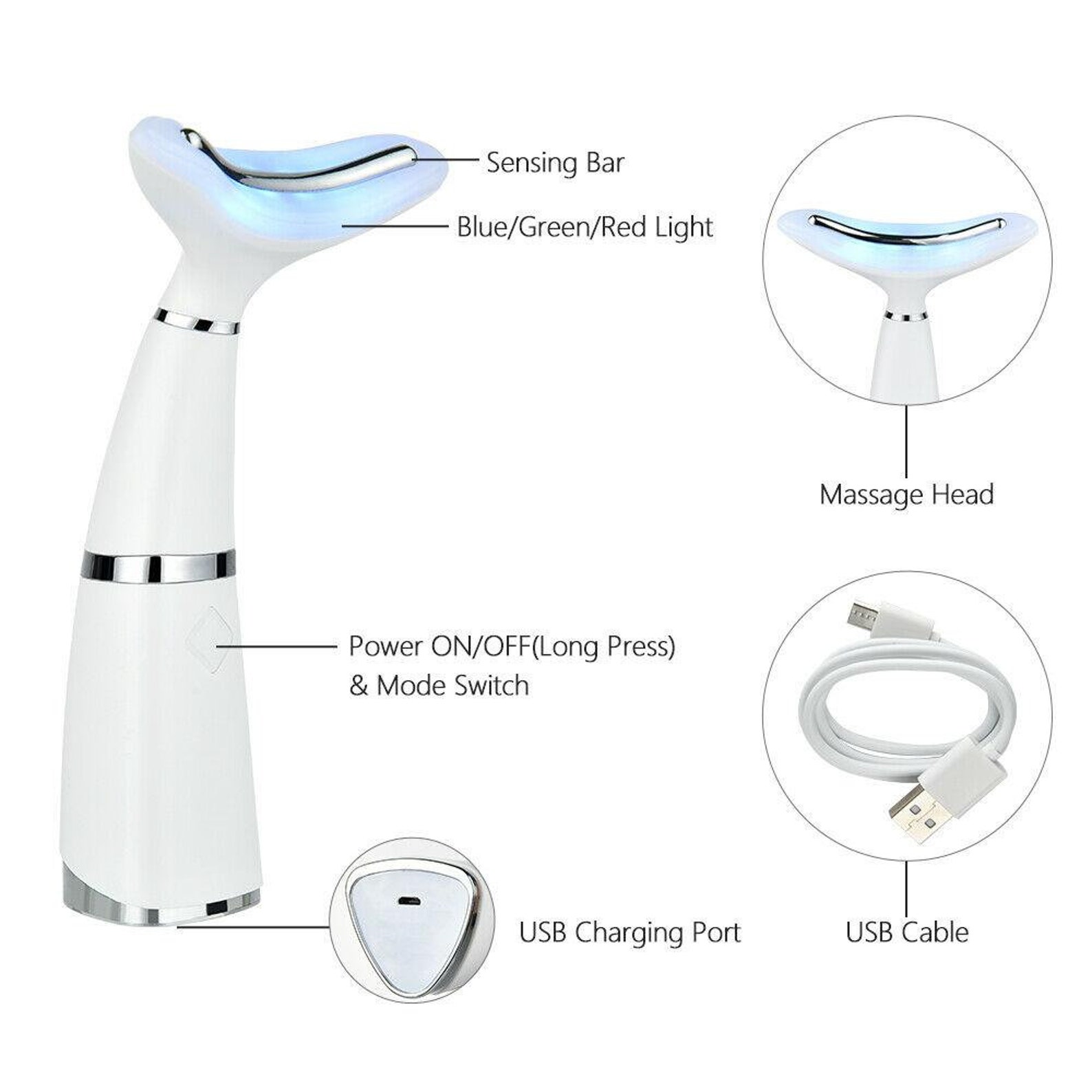 LED Photon Therapy Neck Face Lifting Massager Remove Double Etsy