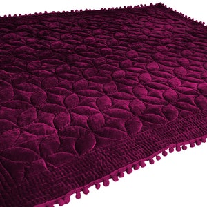 Wine Purple Velvet Quilt, Velvet Comforter, Queen Quilt, Purple King Size Quilt, Quilt For Sale Throws And Blankets Velvet Bedding Set