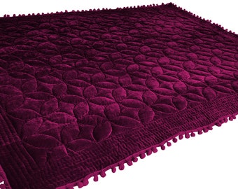 Wine Purple Velvet Quilt, Velvet Comforter, Queen Quilt, Purple King Size Quilt, Quilt For Sale Throws And Blankets Velvet Bedding Set