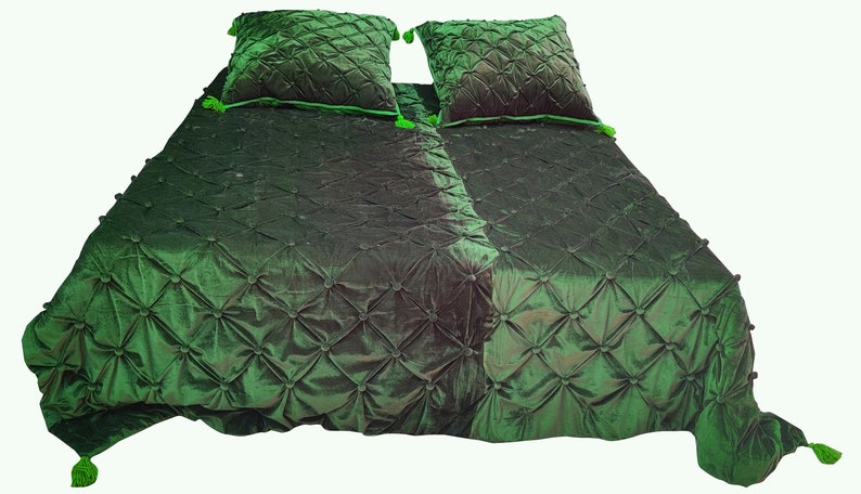 Emerald Green Velvet Quilt Comforter Blanket Bedspread King - Etsy