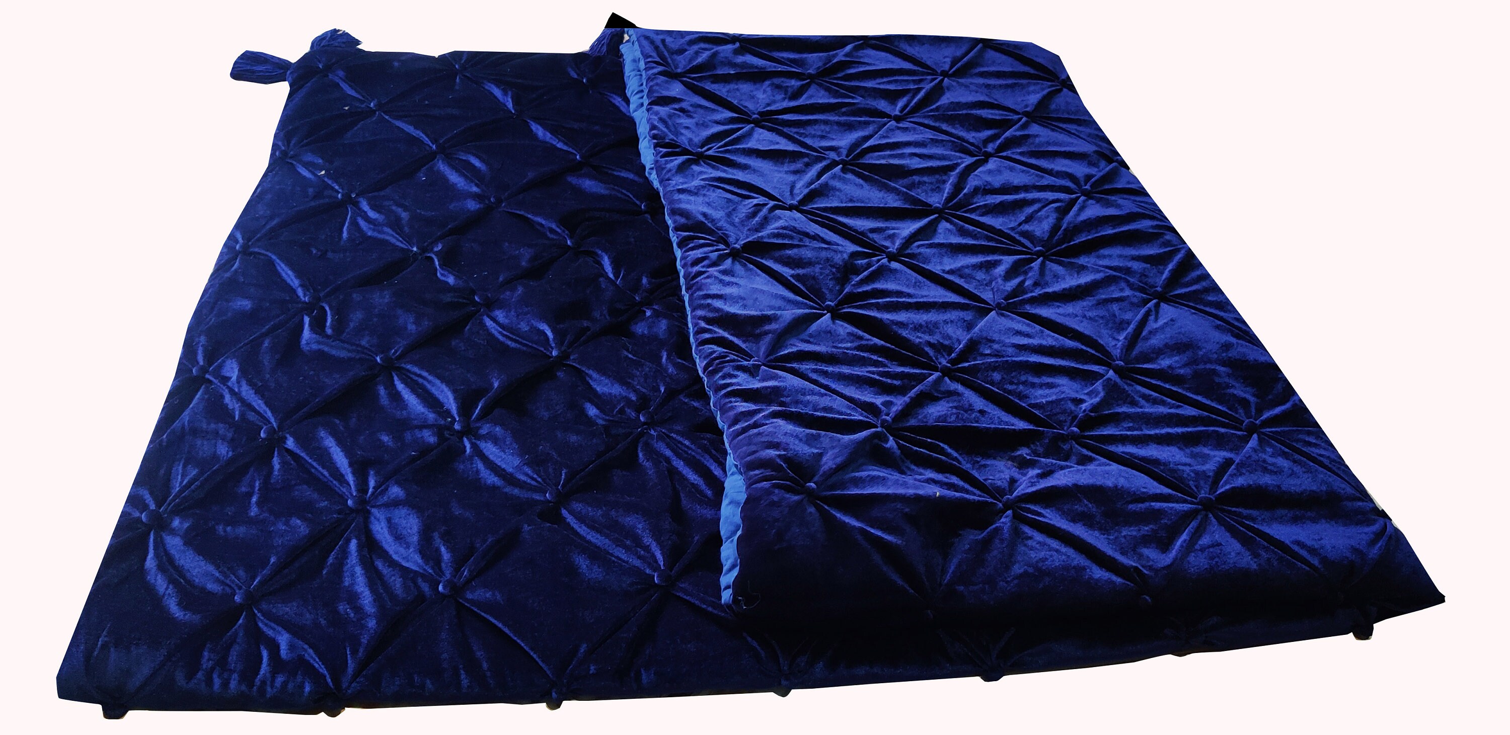 Navy Blue Velvet Comforter, Navy Blue Luxury Quilt, Blue Queen Quilt